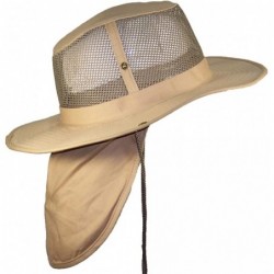 Sun Hats Summer Wide Brim Mesh Safari/Outback W/Neck Flap & Snap Up Sides - Khaki - CE182WED936 $24.30