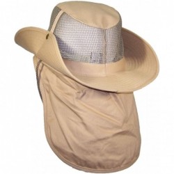 Sun Hats Summer Wide Brim Mesh Safari/Outback W/Neck Flap & Snap Up Sides - Khaki - CE182WED936 $24.30