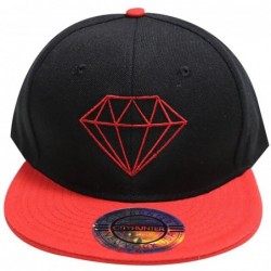 Baseball Caps Diamond Snapback Cap - Black/Red - CY12CAI2CHT $30.47