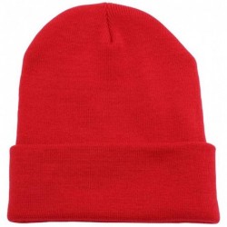 Skullies & Beanies Unisex Men Women Youth Skull Ski Folded Beanie Plain Toboggan Cap Knit Hat - Red - C6188Z8AOD7 $20.34