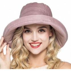 Sun Hats Women Wide Brim Bow Beach Reversible UV Sun Protection Packable Bucket Hat - Purple - CV18H62I4LH $35.95