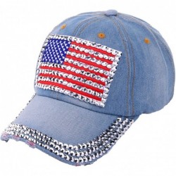 Baseball Caps USA Bling Baseball Cap Sparkle American Flag Hat for Men Women Hip Hop Caps - Blue 2 - C018UHUU43R $29.64