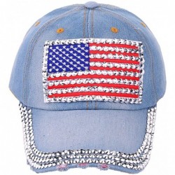 Baseball Caps USA Bling Baseball Cap Sparkle American Flag Hat for Men Women Hip Hop Caps - Blue 2 - C018UHUU43R $17.64