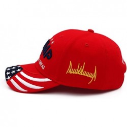 Baseball Caps Keep America Great Hat Donald Trump President 2020 Slogan with USA Flag Cap Adjustable Baseball Cap - New Red -...