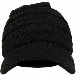 Skullies & Beanies Women's Lightweight Ribbed Knit Brim Ponytail Visor Beanie Cap - Black - C3187DO5DUM $30.20