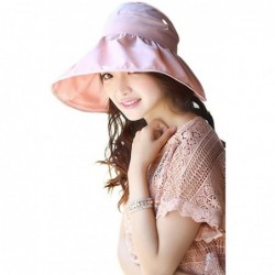 Visors Summer Collapsible Large Wide Brimmed Sun Hat Anti-UV Hat Sun Beach Empty Hat - Pink - CC18DCN599D $24.21