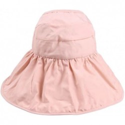 Visors Summer Collapsible Large Wide Brimmed Sun Hat Anti-UV Hat Sun Beach Empty Hat - Pink - CC18DCN599D $18.08