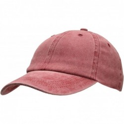 Baseball Caps Ponytail Baseball Cap High Bun Ponycap Adjustable Mesh Trucker Hats - Washed Cotton - Red - CL18Q0YZA0K $14.58