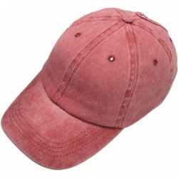 Baseball Caps Ponytail Baseball Cap High Bun Ponycap Adjustable Mesh Trucker Hats - Washed Cotton - Red - CL18Q0YZA0K $14.58