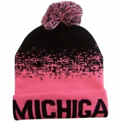 Skullies & Beanies Michigan Men's Digital Fade Soft Fabric Winter Knit Hats - Black/Pink - CP17XQ9ZTH8 $24.59