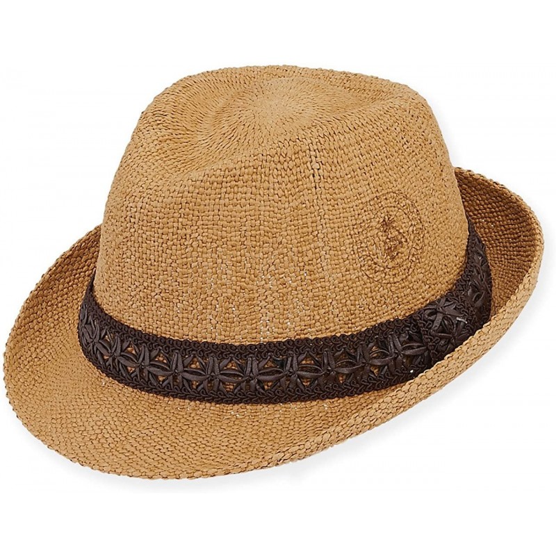 Sun Hats Sun 'N' Sand Sun Hat with Faux Leather Brim 2" - CP17AA8I6A8 $51.57