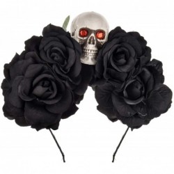 Headbands Halloween Skull Rose Flower Headband Hair Hoop Cosplay Day of the Dead Hairband Accessory - Black - CM18WOWYO6E $19.59