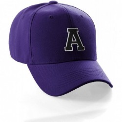 Baseball Caps Classic Baseball Hat Custom A to Z Initial Team Letter- Purple Cap White Black - Letter a - C718NY7HDD9 $25.28