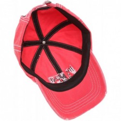 Baseball Caps Baseball Distressed Embroidered Adjustable - It's Wine O'clock - Coral - CS18XZWWEY6 $21.88