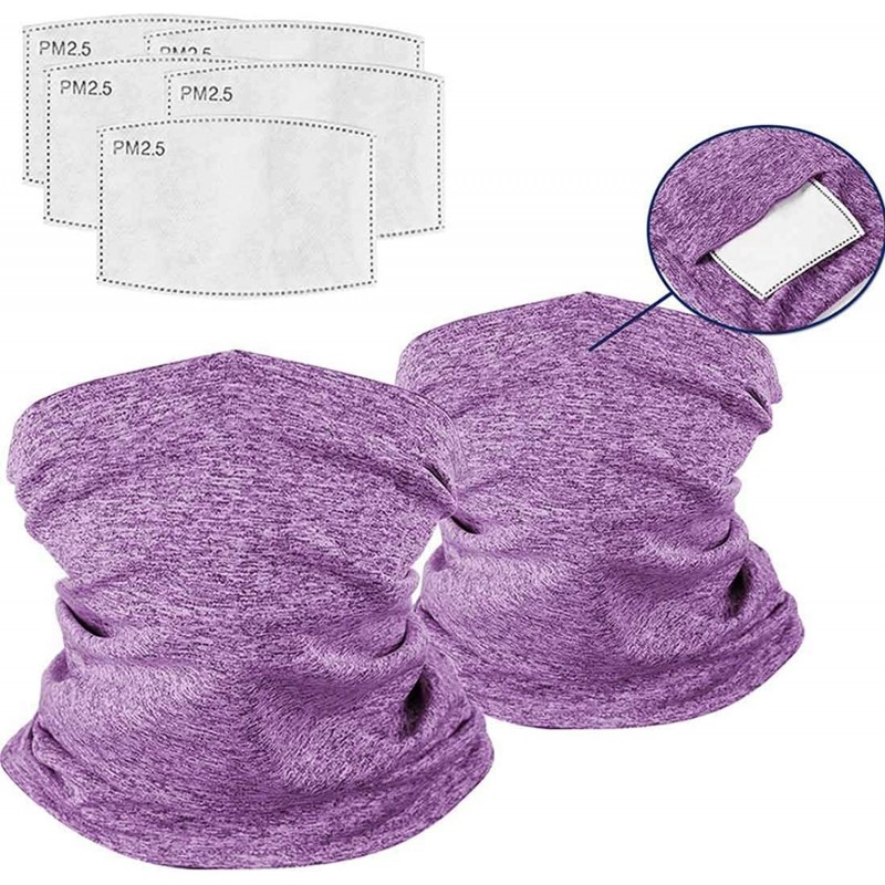 Balaclavas Face Cover Carbon Filter Bandanas Neck Gaiter Headbands Workout Sports Scarf 2-Pack - Purple - CM1987UEI9S $28.69