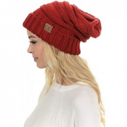 Skullies & Beanies Hat-100 Oversized Baggy Slouch Thick Warm Cap Hat Skully Cable Knit Beanie - Red - CK18XNNE4T5 $21.65