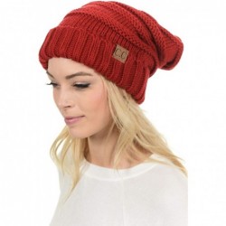 Skullies & Beanies Hat-100 Oversized Baggy Slouch Thick Warm Cap Hat Skully Cable Knit Beanie - Red - CK18XNNE4T5 $14.35