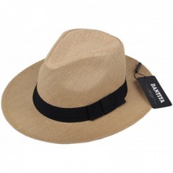 Fedoras Unisex Casual Fedora Straw Hat Cap with Belt - Color2 - CD12HP1D06T $42.10