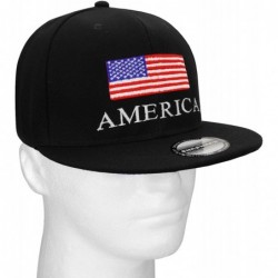 Baseball Caps USA American Flag Printed Baseball Cap Snapback Adjustable Size - America & Flag-black - C718HQAATWA $13.58