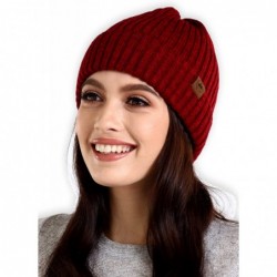Skullies & Beanies Winter Beanie Knit Hats for Men & Women - Cold Weather Stylish Toboggan Skull Cap - Maroon - CA18HDQO9U2 $...