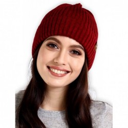 Skullies & Beanies Winter Beanie Knit Hats for Men & Women - Cold Weather Stylish Toboggan Skull Cap - Maroon - CA18HDQO9U2 $...
