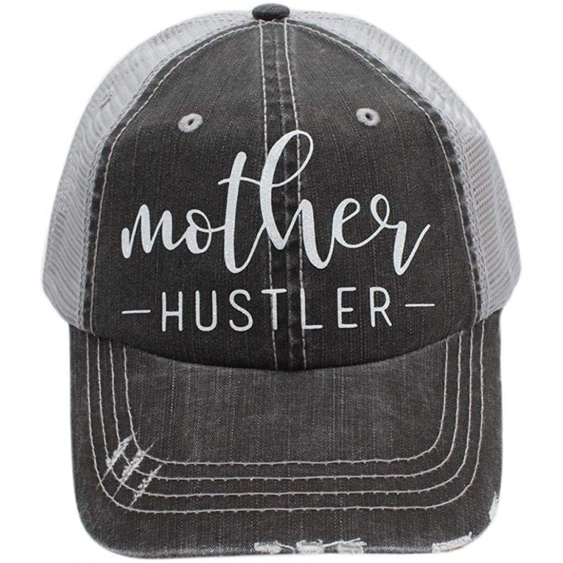 Baseball Caps Mom Life Mother Hustler Women's Trucker Hats & Caps Black/Grey - C318IEK973R $28.45