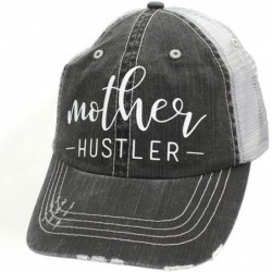 Baseball Caps Mom Life Mother Hustler Women's Trucker Hats & Caps Black/Grey - C318IEK973R $28.45