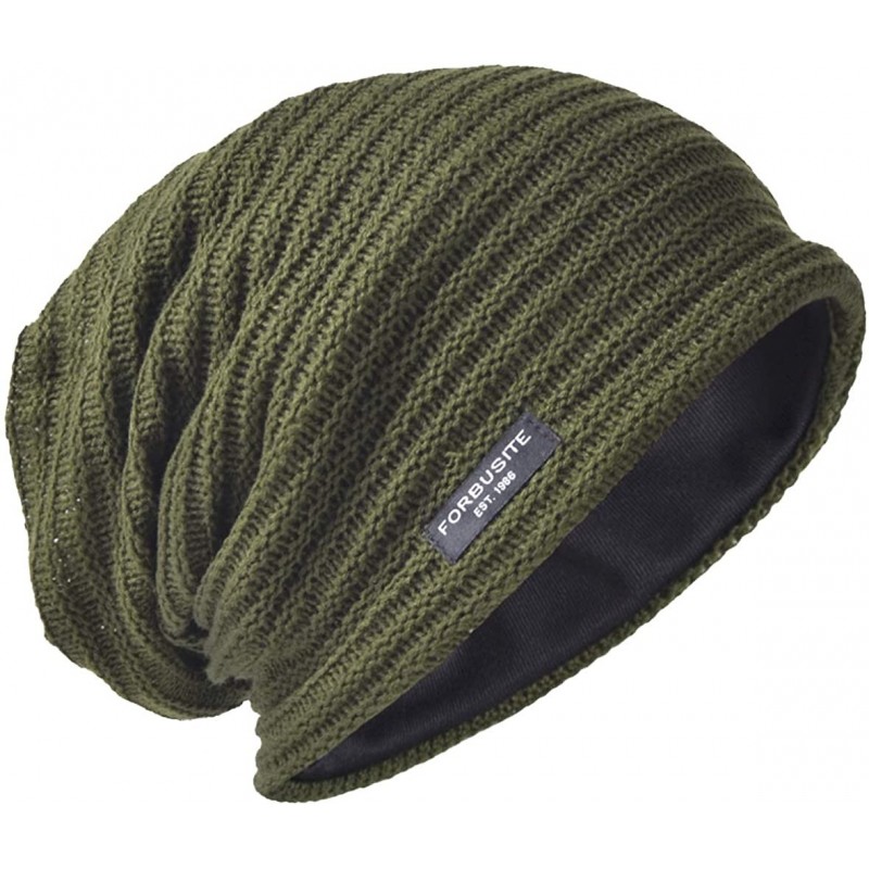 Skullies & Beanies Men's Slouchy Beanie Knit Crochet Rasta Cap for Summer Winter - Green - CB12LUZGD6P $24.33