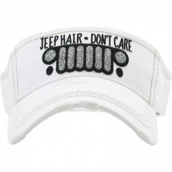 Baseball Caps Womens Baseball Cap High Ponytail Bun Half Visor Adjustable Athletic Hat - Jeep Hair Don't Care - White - CT18S...