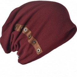 Skullies & Beanies FORBUSITE Knit Slouchy Beanie Hat Skull Cap for Mens Winter Summer - Claret Cotton - C311ROX3WFD $29.19