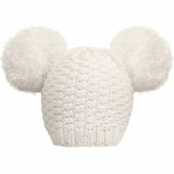Skullies & Beanies Women's Winter Chunky Knit Double Pom Pom Beanie Hat - White - CC18KNAGH96 $26.79