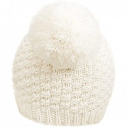 Skullies & Beanies Women's Winter Chunky Knit Double Pom Pom Beanie Hat - White - CC18KNAGH96 $19.18