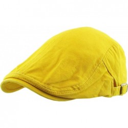 Newsboy Caps Classic Solid Cotton Denim Newsboy Ivy Gatsby Cabbie Ascot Hat Cap Adjustable - (107) Mustard - CB18Q6QLNDL $23.27