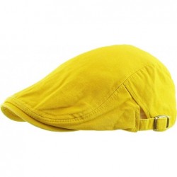 Newsboy Caps Classic Solid Cotton Denim Newsboy Ivy Gatsby Cabbie Ascot Hat Cap Adjustable - (107) Mustard - CB18Q6QLNDL $16.02