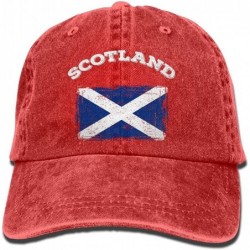 Baseball Caps Men&Women Adjustable Yarn-Dyed Denim Baseball Caps Scotland Flag Hiphop Cap - Red - CZ18K2XL22H $16.95