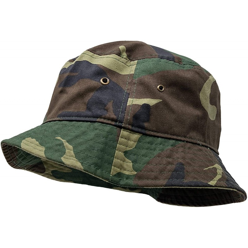 Bucket Hats Bucket Hat Vintage Outdoor Festival Safari Boonie Packable Sun Cap - Camo Woodland - C418S2ATKGO $20.58