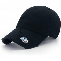 Baseball Caps Dad Hat Baseball Cap Adjustable Distressed Vintage Washed Polo Style Cotton Headwear - Black - C518WYCCDWW $25.40
