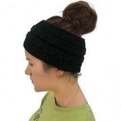 Skullies & Beanies Cable Knit Head Wrap Headband Ear Warmer Hair Belt - Black - CY18K5KH70L $19.37