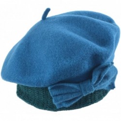 Berets Womens Beret 100% Wool French Beret Beanie Winter Hats Hy022 - Turquoise - C118HLY6OTY $13.67