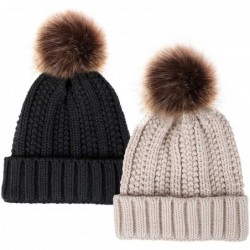 Skullies & Beanies Unisex Trendy Knit Beanie Hat Warm and Soft Skull Ski Cap for Women and Men - 11-black+beige - CW1925XS2MX...