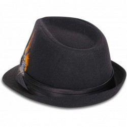 Fedoras Classic Gangster Stain-Resistant Crushable Gentleman's Fedora - Black/Orange Fur - CC18WQTDQ6C $22.09