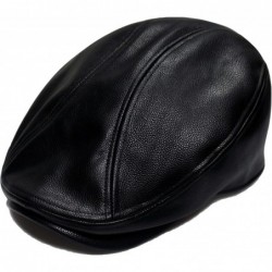 Newsboy Caps Pml1200 Pamoa Faux Leather Escot Ivy Cap - Black - CE11H5QO0HN $40.42