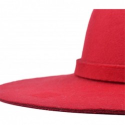 Fedoras Ladies Woolen Fedoras Hat Royal Blue Winter Elegant Vintage Hats with A Wide Brim British Bow Tie Felt Hats - CK18QHD...