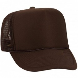 Baseball Caps Polyester Foam Front 5 Panel High Crown Mesh Back Trucker Hat - Brown - CL12EXF1Q07 $24.14