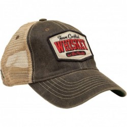 Baseball Caps Whiskey on The Rocks Mesh Trucker Hat - Vintage Black Hat (Black w/Red) - C411MW69UY9 $49.40