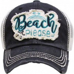 Baseball Caps Beach Please Women's Vintage Cotton Mesh Baseball Hat - Black - CW18G7RE50I $27.14