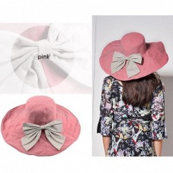 Sun Hats Women's UPF 50+ Foldable Floppy Reversible Wide Brim Sun Beach Hat with Bowknot - Red - CA18DKE8RKT $21.90