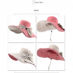 Sun Hats Women's UPF 50+ Foldable Floppy Reversible Wide Brim Sun Beach Hat with Bowknot - Red - CA18DKE8RKT $21.90