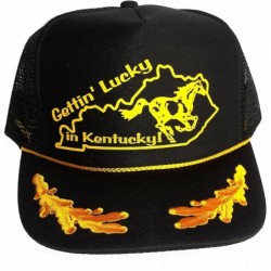 Baseball Caps Gettin' Lucky in Kentucky Mesh Snapback Trucker Hat Cap Gold Leaf Captain - CY12B23M0V7 $30.40
