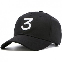 Baseball Caps Number 3 Baseball Cap Embroidered Adjustable Chance The Rapper Hip Hop Hats - Black - CT189GCK08A $20.86